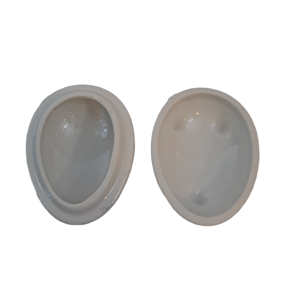 Vintage Crown West Egg Shape Footed Trinket Box Fine Porcelain Walnuts Grapes - Picture 4 of 5